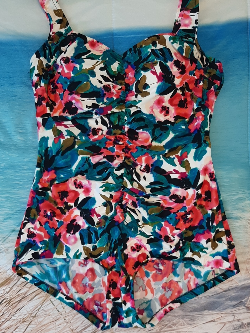 Maxine of Hollywood Size 18 One Piece Swimsuit Tropical Beach Swim Wear